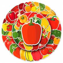 50 件彩色甜椒贴纸，甜椒蔬菜食品防水装饰贴纸，批发用于剪贴簿 - 白色 - 查看 1