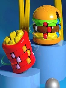 1 件汉堡薯条魔方玩具，创意旋转拼图，手脑协调，逻辑空间思维 - 彩色 - 查看 4