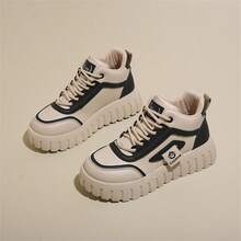 Giày thể thao đế cao chống trượt ngoài trời thời trang 2024 cho nữ, giày thường ngày cổ giữa - màu đen - Xem 1