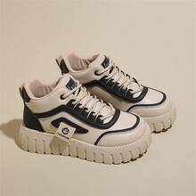 Giày thể thao đế cao chống trượt ngoài trời thời trang 2024 cho nữ, giày thường ngày cổ giữa - màu đen - Xem 3