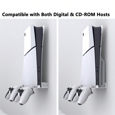 1 conjunto de suporte de parede para console P5 SLIM + 2 suportes para controle/fone de ouvido, instalação simples, adequado para console P5 Slim e controle ou fones de ouvido originais P5