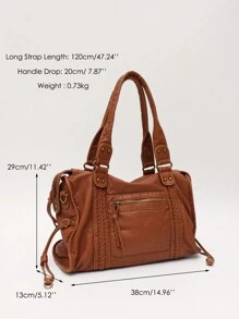 STEPHIECATHY Túi xách tote dung tích lớn, vừa vặn với máy tính xách tay 13 inch, dây đeo dài có thể điều chỉnh, đeo chéo vai, đi làm hàng ngày, đi học đại học, du lịch qua đêm, dã ngoại - màu nâu - Xem 10