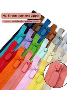 1 件 5# 树脂拉链彩色开口长拉链 DIY 替换修理缝纫服装外套裁缝工艺配件 50 厘米 - 彩色 - 查看 11
