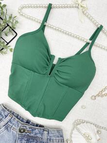 ELLIE Women's Cropped Top Corselet Neckline - 綠色 - 查看 2