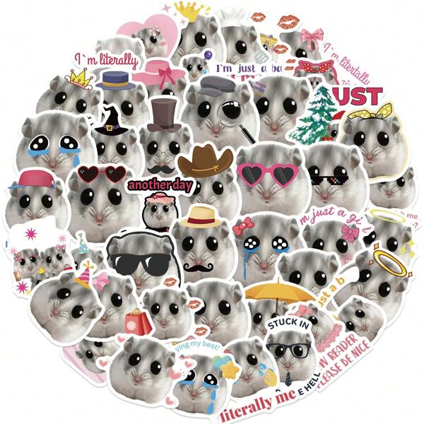 50Pcs Hamster Stickers Cute Stickers Small Stickers Cheap Stickers Meme Sticker Funny Stickers Vinyl Stickers Stickers For Water Bottle, Hydroflask, Guitar, Luggage, Phone, Case, Laptop, Skateboard, Gift