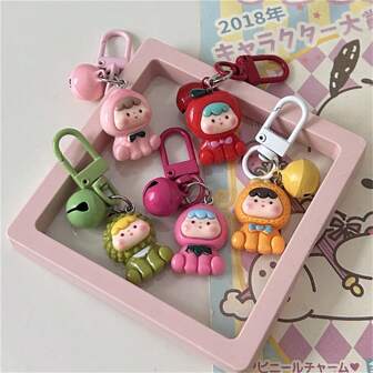 5pcs Fruit Bavimals Bell Keychain, Cute Teens/Girls Fashion Accessories, Best Friends/Couples Gifts Car Accessories Bag Charm Backpack For School Cartoon Goth Y2k