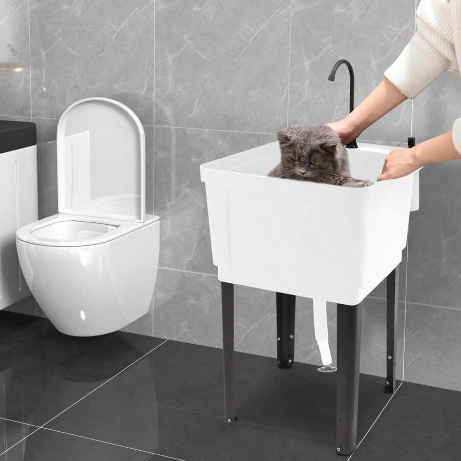 CNCEST Freestanding Space Saver Utility Sink 19.68 * 19 * 33.07in