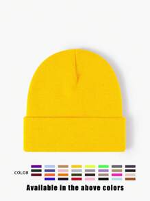 1pc Unisex Solid Color Knitted Hat, Y2K Style Outdoor Warm Beanie, Casual All-Match Winter Ski Cap Suitable For Daily Commute