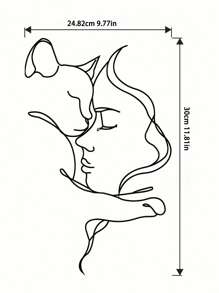 1 pièce Décoration de fer métallique chat minimaliste abstrait en forme de ligne, ornement simple de figure humaine créative pour les amateurs de chats, décoration de maison, décoration de chambre, décoration murale
