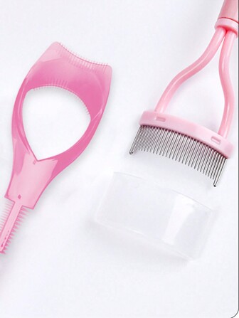 2pcs Eyelash Products - Eyelash Mascara Shield And 2-In-1 Stainless Steel Eyelash Comb & Brow Brush, Create Natural Lashes, Prevent Mascara Clogging, Useful Makeup Eyelash Comb Applicator Tool Guide Card, Beauty Makeup Lash Separator, Plastic Lash Protector Guide Template, Suitable For Women & Girls