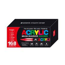 GuangNa 200/168 色直液体软头丙烯马克笔，软毛刷头丙烯颜料马克笔，彩色丙烯马克笔，非常适合画布、岩石绘画、木材、石材、玻璃、陶瓷、织物绘画、DIY 工艺品