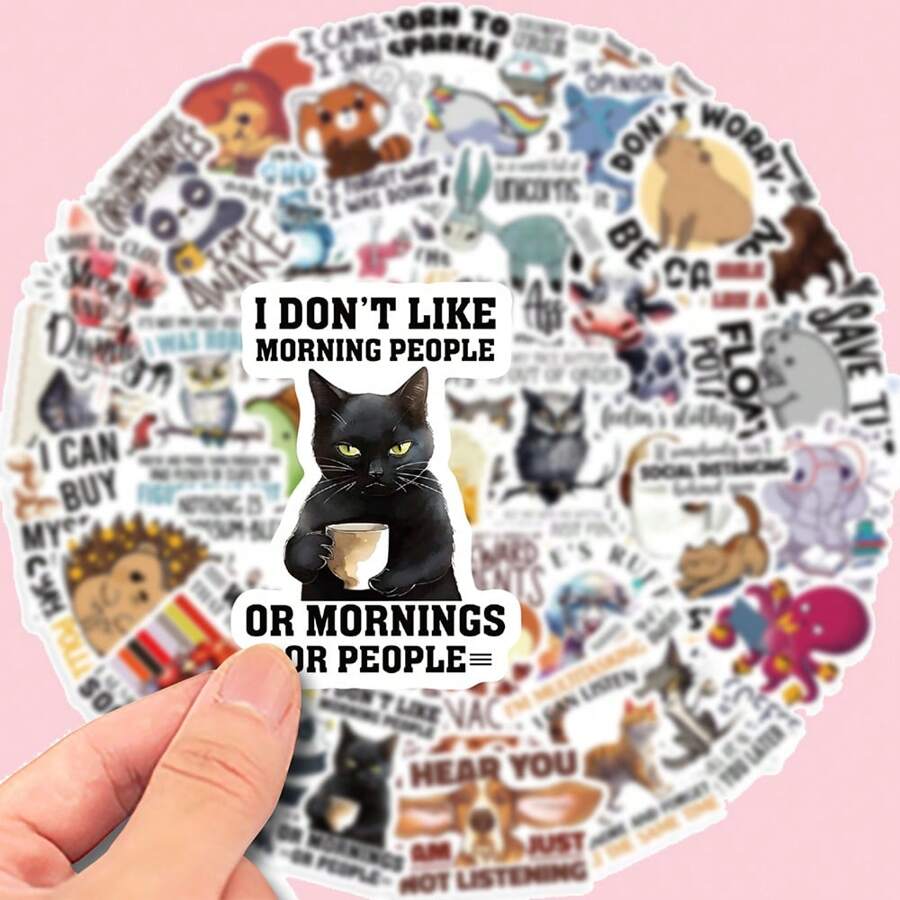 50 sztuk zabawnych naklejek z cytatem zwierzęcym, nadaje się do dekoracji telefonu, komputera, bagażu, notatnika, kubka na wodę, kasku, naklejek z wilkiem, zabawnych naklejek z cytatami, memów, naklejek, zabawnych naklejek, zabawnych naklejek