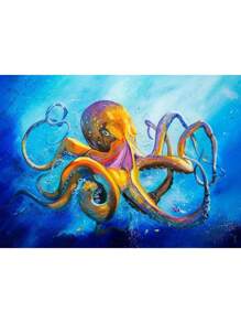 1 件抽象可爱动物帆布画涂鸦艺术长颈鹿大象牛肉狮子海报和印刷现代墙壁艺术图片无框架 - 彩色 - 查看 36