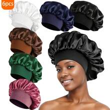 Awegeo 1/2/4/6/8 Piezas Gorro de mujer de unicolor de satén, gorro de dormir casual y cómodo