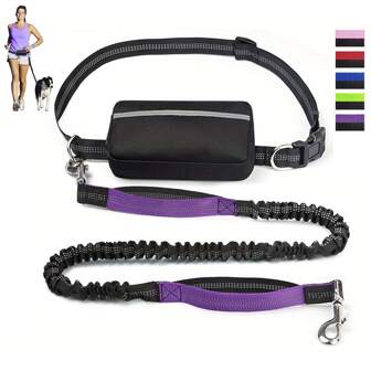 1pc Reflective Waist Pack With Retractable Dog Leash, 44-63inch Elastic Traction Rope, Outdoor Sports Running Pet Leash, Explosion-Proof Thickened Handle, Multiple Colors Available