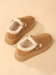 厚底雪地靴，新款冬季短筒，厚毛衬里，防滑，时尚短靴 - 卡其色 - 查看 9