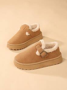 厚底雪地靴，新款冬季短筒，厚毛衬里，防滑，时尚短靴 - 卡其色 - 查看 6