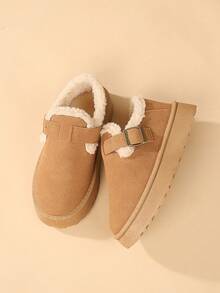 厚底雪地靴，新款冬季短筒，厚毛衬里，防滑，时尚短靴 - 卡其色 - 查看 8