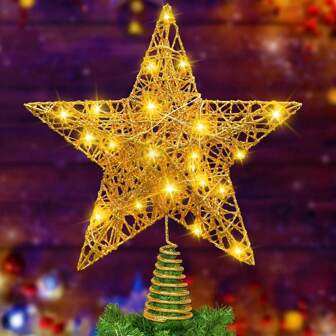 Christmas Tree Topper Star With LED Lighted Star Treetop Rustic Holiday Tree Toppers Battery Powered For Indoor Xmas Ornaments Party Home Decoration Warm White(3 Style), Christmas Decor Christmas Light Bed Party Decor Holiday Festival Christmas Gift Thanksgiving Christmas Tree Decor Ornaments Christmas Decoration XMAS Decor Christmas Tree Gift Decor Thanksgiving Wedding Birthday Decorations For Gifts Garden Holiday Festival Decor Halloween Decor Halloween Ornaments