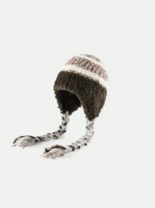 1pc Braided Colorful Tassel Beanie, Knitted Mixed Color Women Outdoor Travel Photography Props, Spring