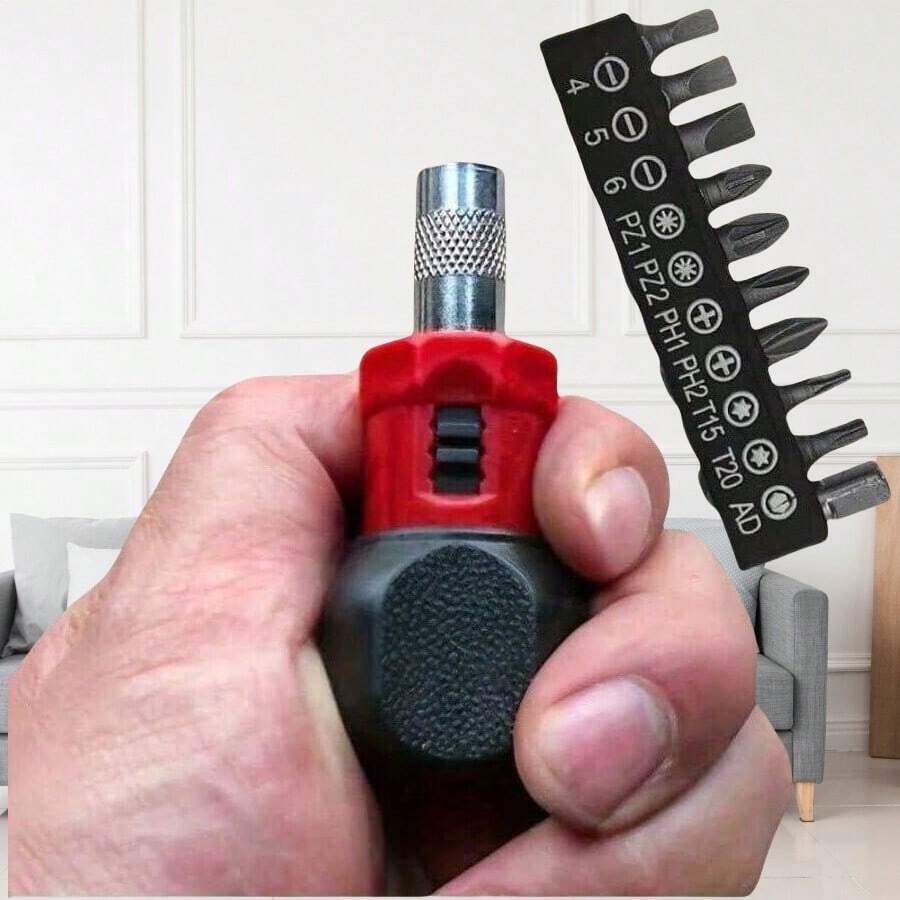 1 tua vít bánh cóc - Tua vít đa năng mini thao tác nhanh kết hợp mũi khoan, không cần pin, bộ dụng cụ cầm tay gia dụng bền bỉ, tiện ích tuyệt vời, quà tặng cho nam giới - Nhiều màu - Xem 1