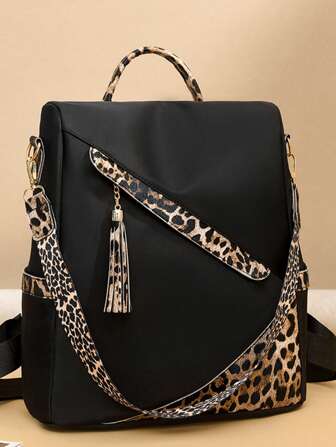 Fashion Women's Travel Laptop Backpack With Color Block , Stylish Anti-Theft Design, Suitable For School, Commute And Travel