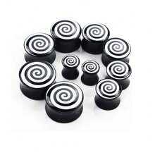 2pcs/Set Modern Minimalist Creative Acrylic Spiral Illusion Ear Plug Tunnels, Hip-Hop Solid Drum Stick Ear Gauges, Body Piercing Jewelry - Ear Amplifier - View 1