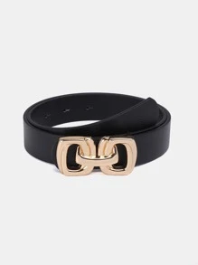 1 条纯色休闲 PU（聚氨酯）双环金扣女士装饰腰带，适合日常使用 - A - 查看 14