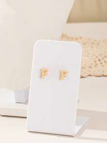 1 Bộ Thời Trang Phổ Biến 2024 Mới 26 Chữ Cái Tiếng Anh Vòng Tay Hoa Tai Mặt Dây Chuyền Vuông Tối Giản, Thiết Kế Tinh Tế Cho Phụ Nữ Mặc Hàng Ngày - Vàng - Xem 34