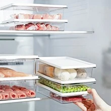 1 件透明容器，冰箱水果收纳盒，食品密封盒，冰柜盒，储物盒，厨房用品，多功能收纳盒 - 彩色 - 查看 4