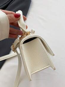 Girls Mini Crossbody Bag, Solid Color Handbag, Fashionable Lipstick Bag With Top Handle - White - View 5