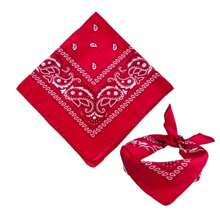 Kit 2 Printed Bandanas And Scarf In Various Colors - 1 紅色和 1 海軍藍 - 查看 3