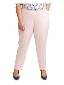 CALVIN KLEIN Womens Straight Leg Pants Pocketed Zippered Elastic-Back 29 Inseam - Pink - View 1