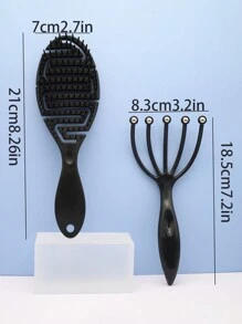 两件套：空心防静电按摩梳 + 五爪按摩滚珠，超柔软防缠绕按摩梳，适合所有发质，头部和身体放松按摩，是送给朋友、家人、母亲节、万圣节、圣诞节的绝佳礼物。 - 黑色 - 查看 3
