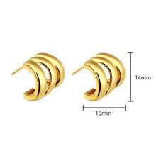 18K GOLD PLATED SMOOTH CURVED EARRING - Vàng - Xem 5