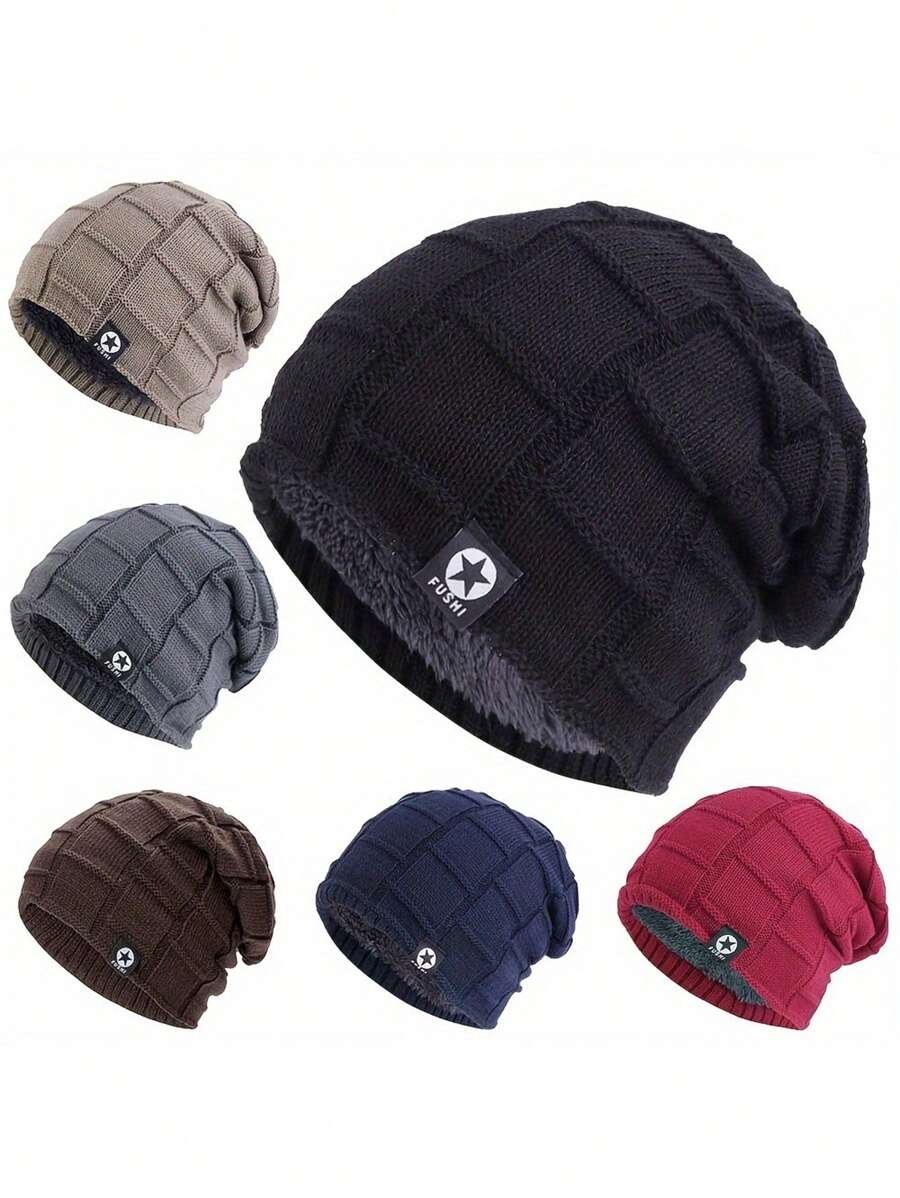 1顶男童加厚柔软弹力针织帽，儿童保暖冬帽，适合女孩冬季节日礼物 - 1PC - 查看 1