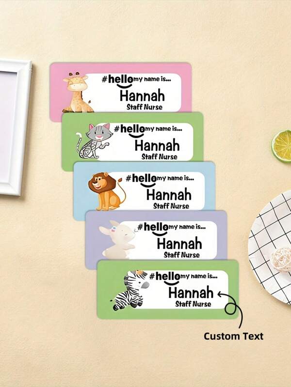 1pc Animal Pattern Acrylic Brooch Name Tag, Customizable Text For Work, School, Activities, Kid, Doctor, Nurse Special Gift
