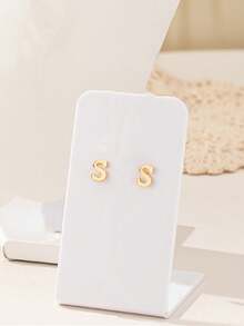 1 Bộ Thời Trang Phổ Biến 2024 Mới 26 Chữ Cái Tiếng Anh Vòng Tay Hoa Tai Mặt Dây Chuyền Vuông Tối Giản, Thiết Kế Tinh Tế Cho Phụ Nữ Mặc Hàng Ngày - Vàng - Xem 114