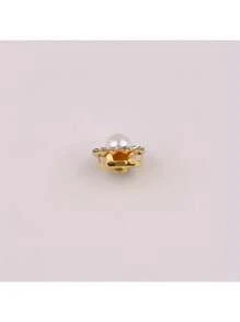 50pcs/Pack Sunflower Rhinestone Round Pearl Sewing Buttons, DIY Clothing, Bags, Hats Decoration