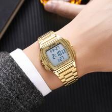 Skmei Men Digital Watch Skmei 2239 Stainless Steel Strap 30 Meters Waterproof Luxury Gold Wristwatch