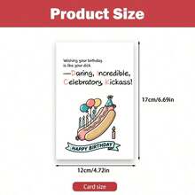 1 张幽默生日贺卡，适合丈夫/男朋友，粗鲁有趣的生日贺卡，带有淘气的祝福 - 礼品卡（含信封） - Hot Dog Pattern - 查看 4