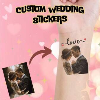 Custom Wedding Party Temporary Tattoos, Unique Photo Custom Temporary Tattoos, Personalized Tattoos, Fake Tattoos, Wedding And Birthday Party Favors, Paper Made, Perfect Wedding And Party Favors