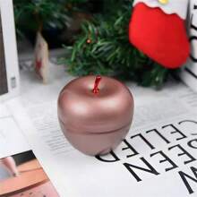 1pc Christmas Apple Shape Storage Box Eve Golden Metal Apple Jar Candy Can Sealed Food Packaging Can, Christmas Gift Box