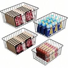 Upright Freezer Organizer Bins - 4 Pack Freezer Baskets For 16/17 / 21 Cu.Ft Stand Up Freezer, Easily Get Food, Stop Food Fall Out From Freezer Allow Air Circulation, 2 Large 2 Medium, Black/White - màu đen - Xem 1
