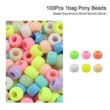 100/200pcs Acrylic Pony Beads Multicolor Plastic Bucket Beads For Jewelry Making DIY Braid Bracelet Necklace Pendant