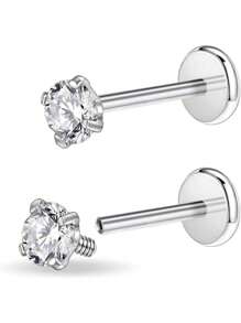 AVYRING 16g Bijou de piercing en acier inoxydable avec filetage interne et strass pour tragus/nez/hélix/conque/méduse/lèvre/labret - boucle d'oreille pour hélix, tragus, cartilage pour femmes et hommes 2-4 pièces