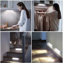 Diomart Rechargeable Battery Operated Motion Sensor Light, Wireless Under Cabinet Lights For Kitchen,Stairs And Bedroom Easy-To-Install White 4 Packs