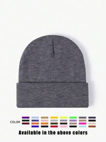 1pc Unisex Solid Color Knitted Hat, Y2K Style Outdoor Warm Beanie, Casual All-Match Winter Ski Cap Suitable For Daily Commute