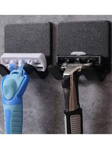 2 件装，浴室收纳挂钩，免打孔剃须刀架，男士剃须刀架，壁挂式浴室剃须刀架，浴室配件 - 黑色 - 查看 5