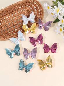10pcs Colorful Butterfly Hair Clips For Toddler Girls Sparkling Gold Silver Butterfly Hairpins Adorable Metallic Insects Butterfly Barrettes Girls Holiday Party Headpiece Kids Hair Accessories - Multicolor - View 3
